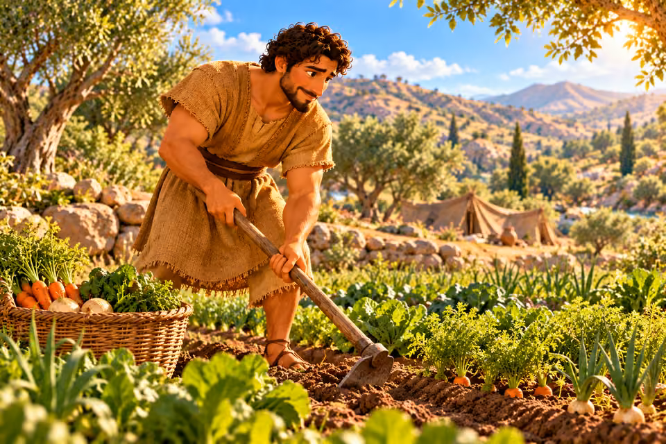 Caín cultivaba la tierra y recogía sus frutos.