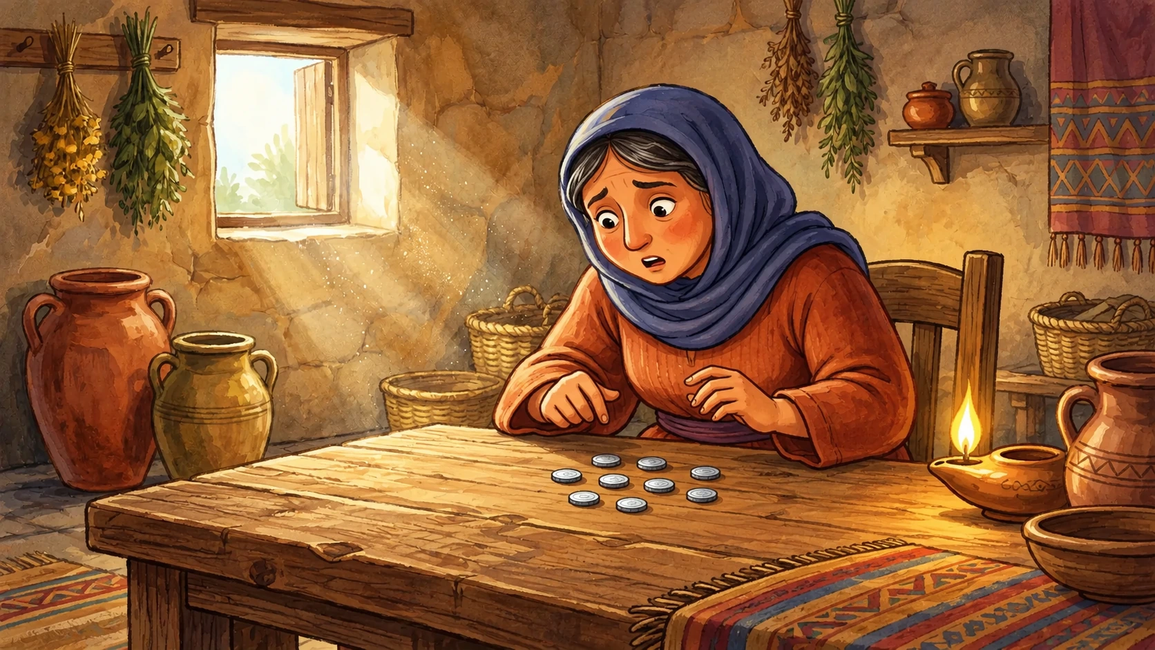 The woman was surprised to discover that a coin was missing.