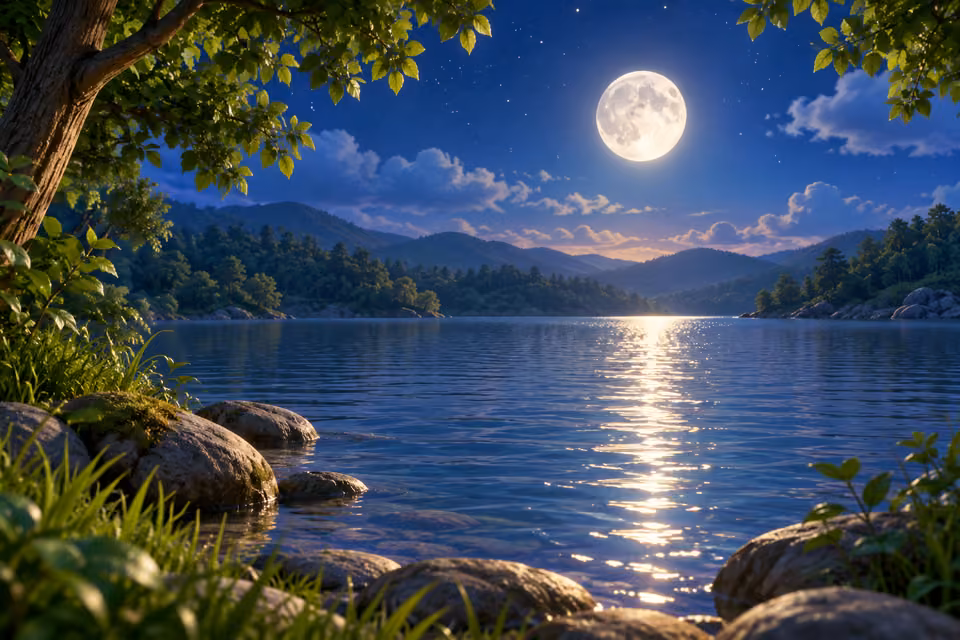 La luna alumbró la noche.