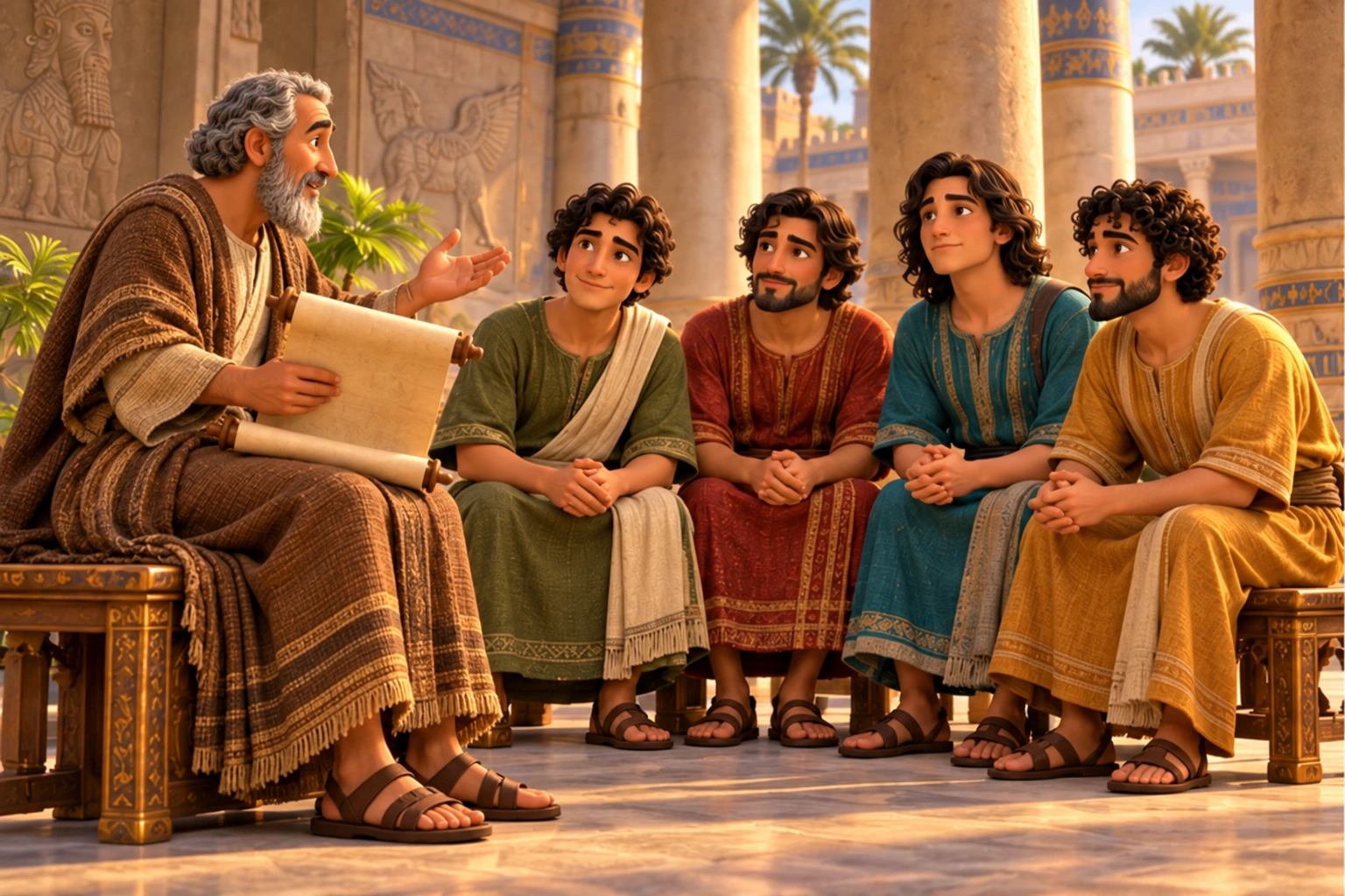 At the palace they began learning new things.