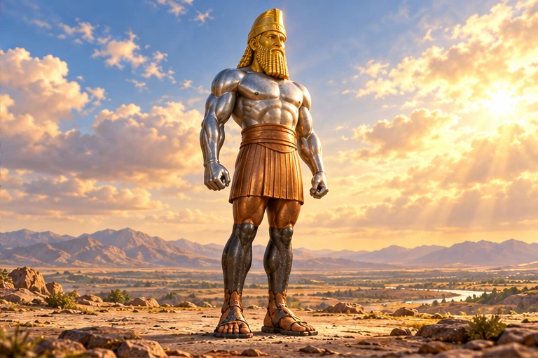 The statue had parts made from different materials.