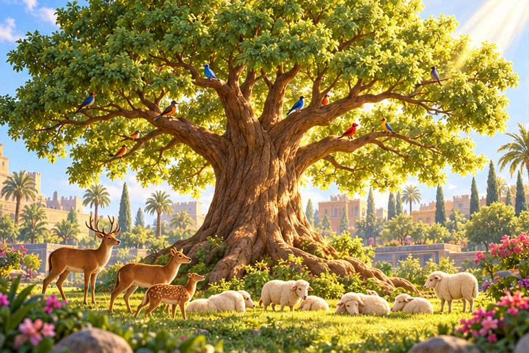 The king dreamed of a tree that provided food and shelter.