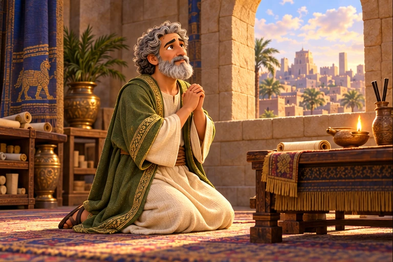 Daniel kept praying and giving thanks to God.