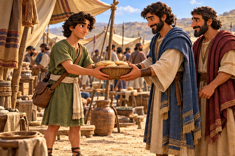 David brings food for his brothers.