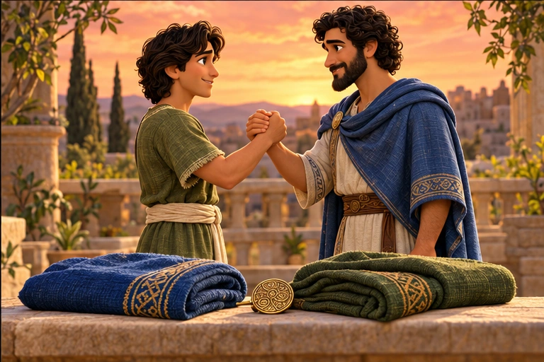 Jonatán y David se prometen bondad y lealtad.