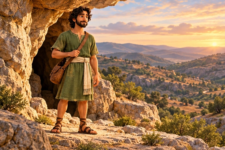 David encuentra refugio en la cueva de Adulam.
