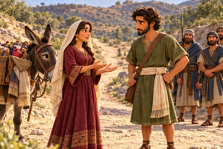 Abigail goes to meet David.