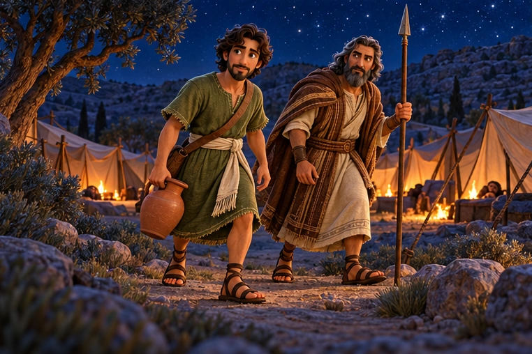 David and Abishai leave without harming the king.