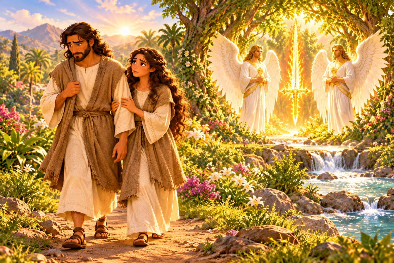 Adam and Eve left the garden under God’s care.
