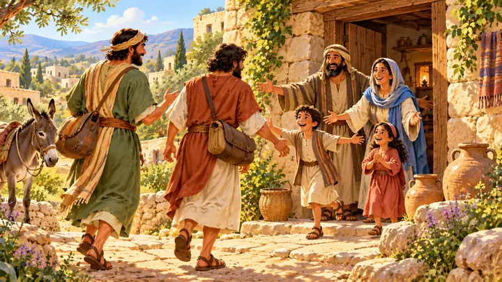 A family welcomed the disciples in peace.