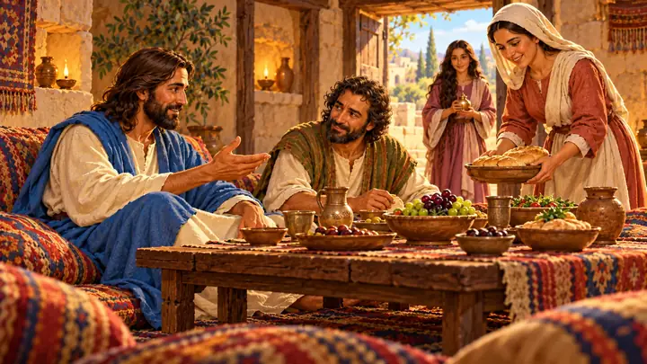 Marta servía y Lázaro compartía la mesa con Jesús.