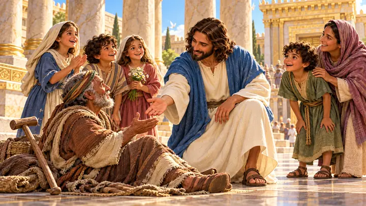 Jesús atendió a quienes necesitaban ayuda en el templo.
