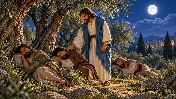 Jesus found his friends sleeping