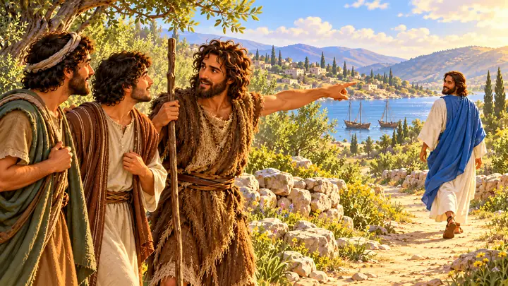 John pointed out Jesus to two of his followers.