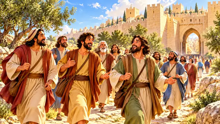 Los amigos regresaron a Jerusalén con gran alegría.