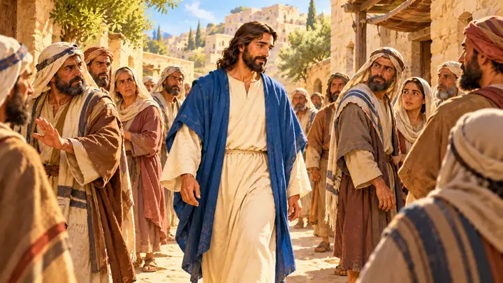 Jesús pasó entre la multitud y siguió su camino.