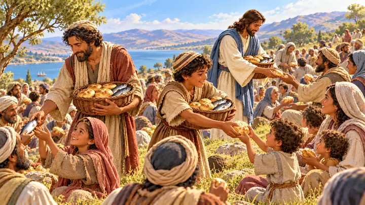 Los discípulos llevaron comida a las familias.