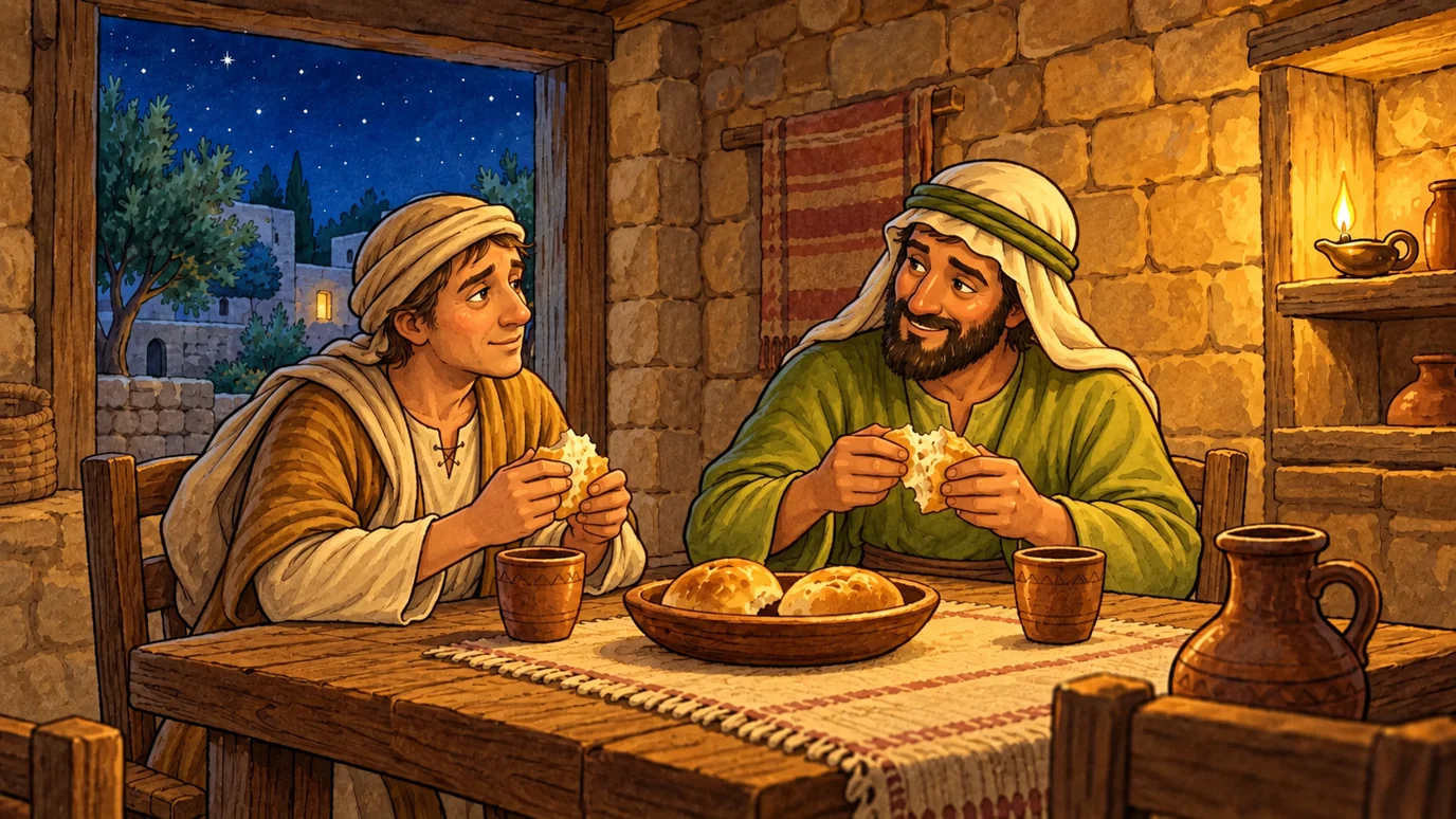 The traveler received bread to eat.