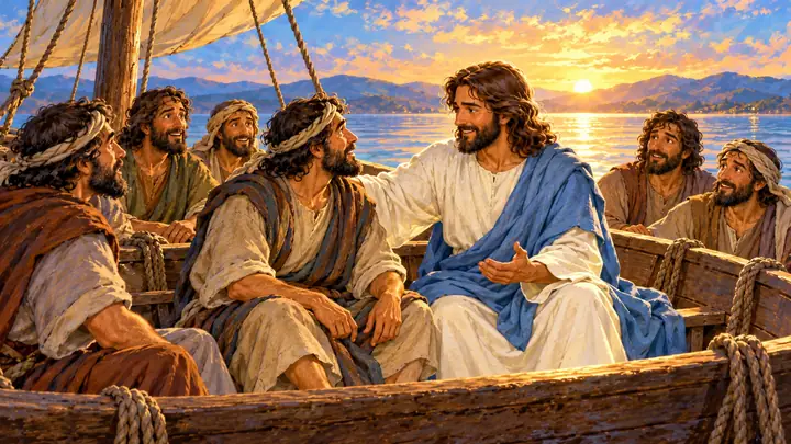Jesús y Pedro subieron a la barca y el viento se detuvo.