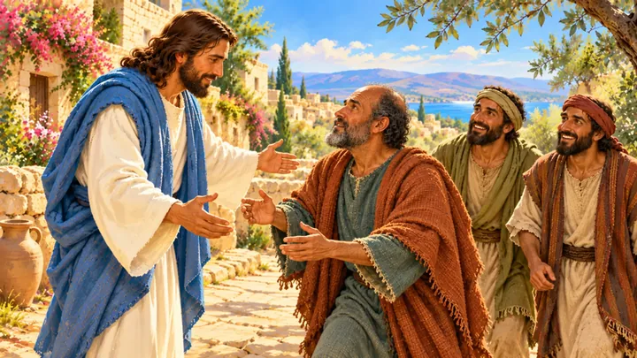 Some people brought the man to Jesus.