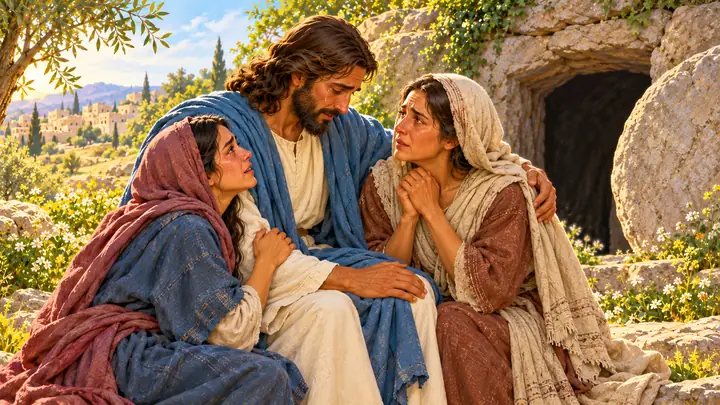 Jesús lloró junto a sus amigos.