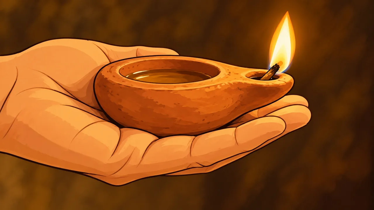A lamp needed oil to keep its flame burning.