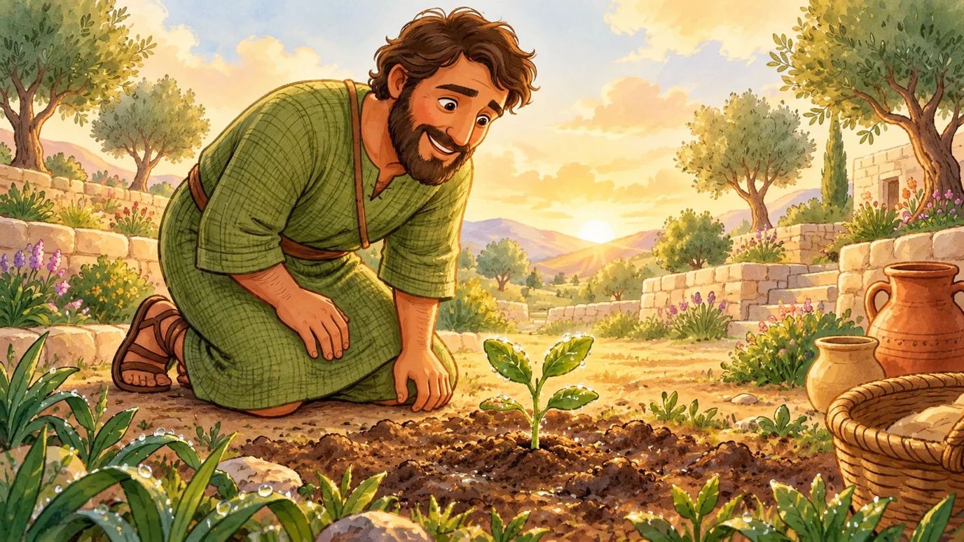 The seed sprouted and began to grow.