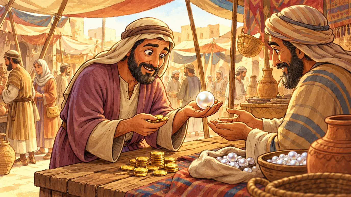 He bought the pearl he valued so much.
