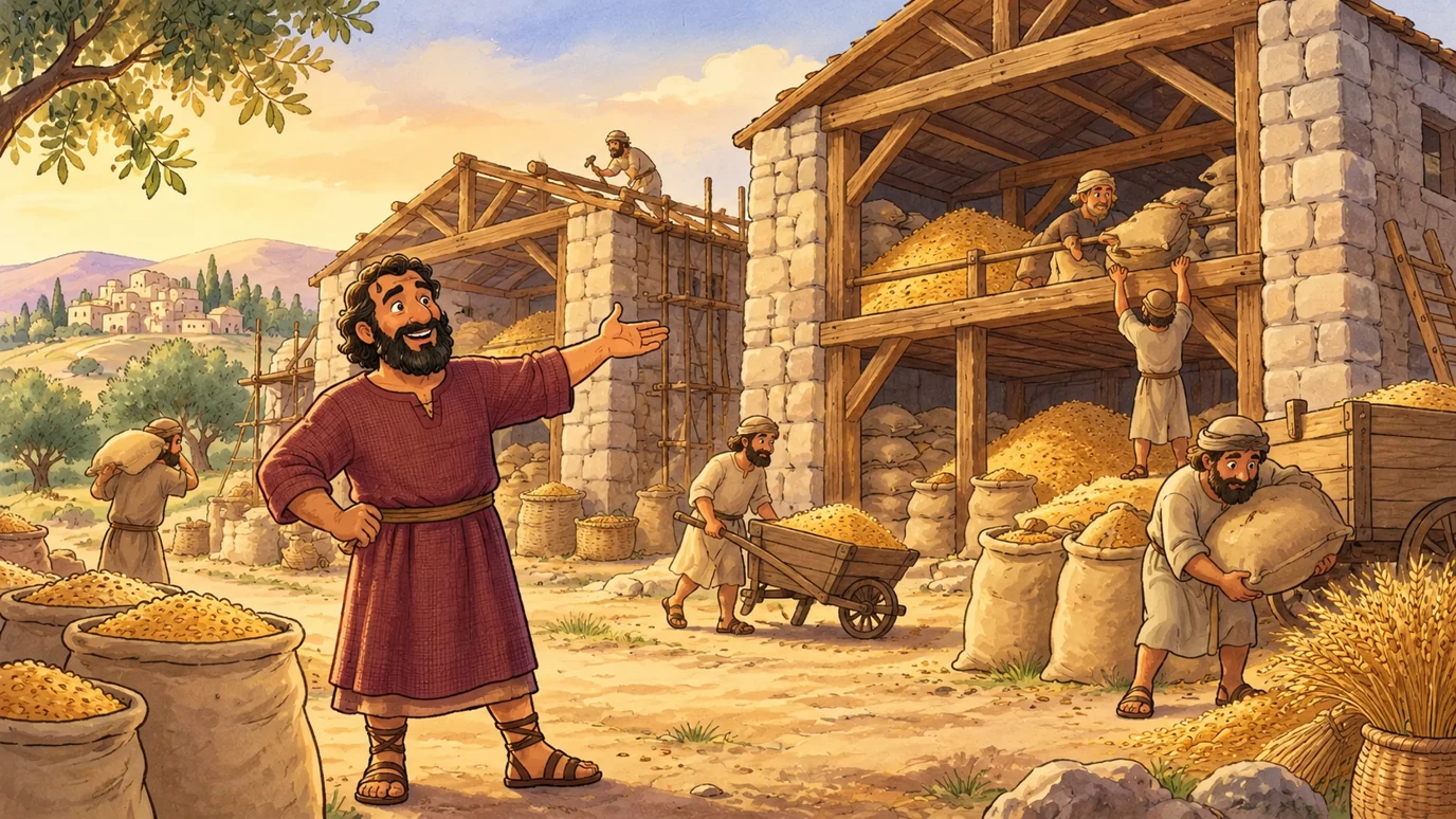 The man had larger barns built.