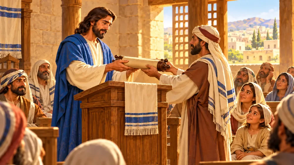 Jesús recibió el rollo del profeta Isaías.