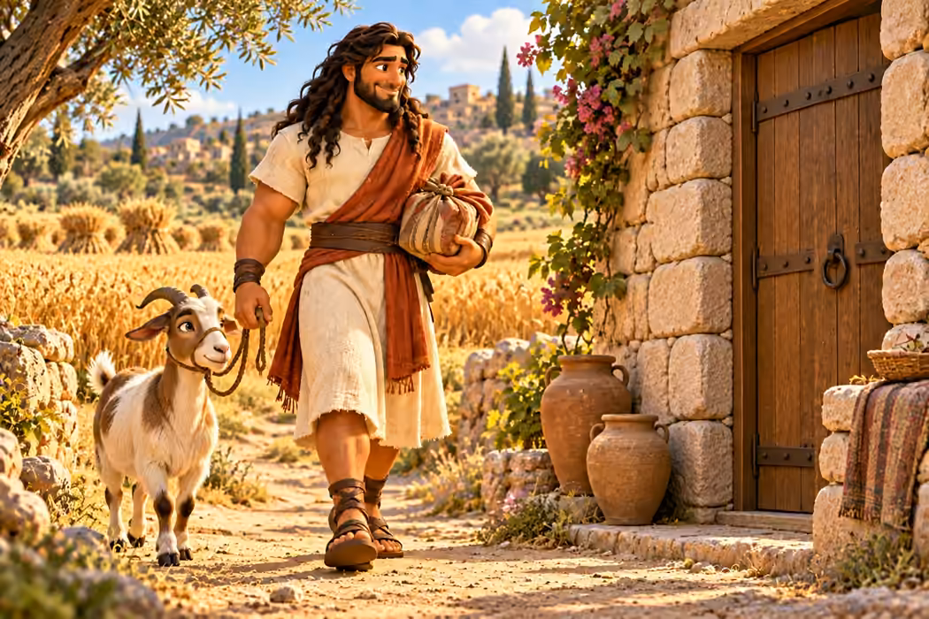 Samson brought a young goat as a gift when he returned to visit his wife.