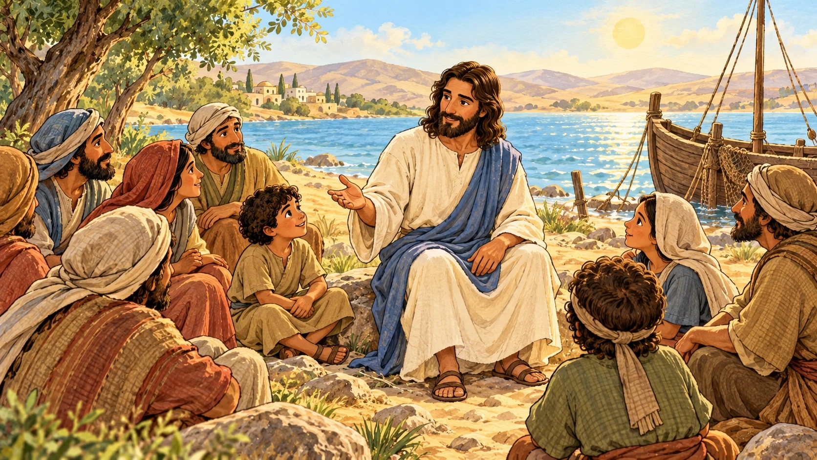 La gente escuchó mientras Jesús explicó la parábola.